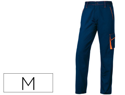 Pantalón de trabajo 5 bolsillos color azul naranja talla M